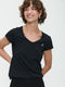 T-shirt con scollo a V, facile da indossare, cotone biologico | Nero