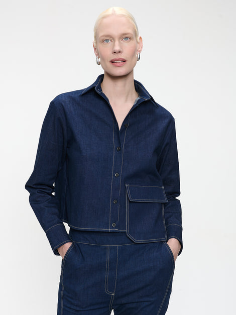 Kerry denim blouse | Blue denim