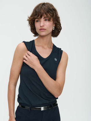 T-shirt con scollo a V, facile da indossare, cotone biologico | Blu