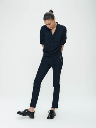 Pantaloni Emma-gamba dritta vestibilità Maglia tecnica | Blu