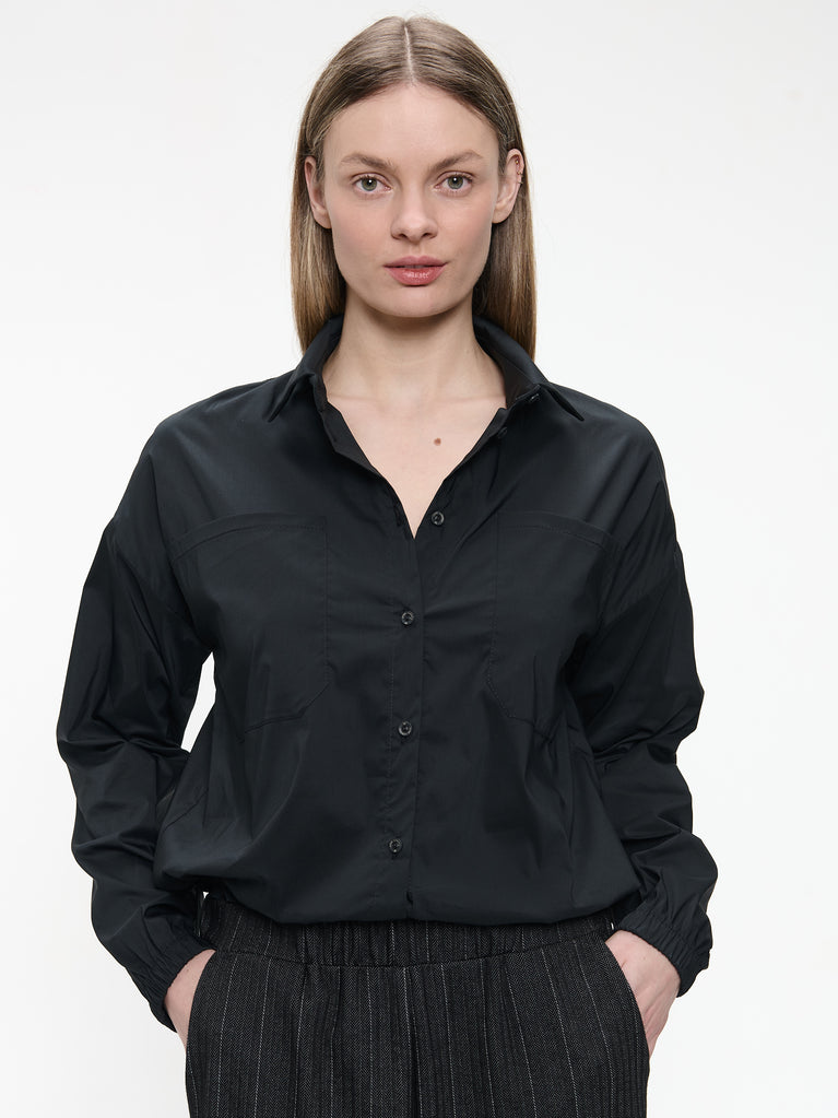 Aneta cotton poplin blouse | Black