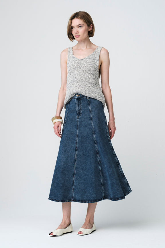 Nevada patched denim skirt | Summer Blue