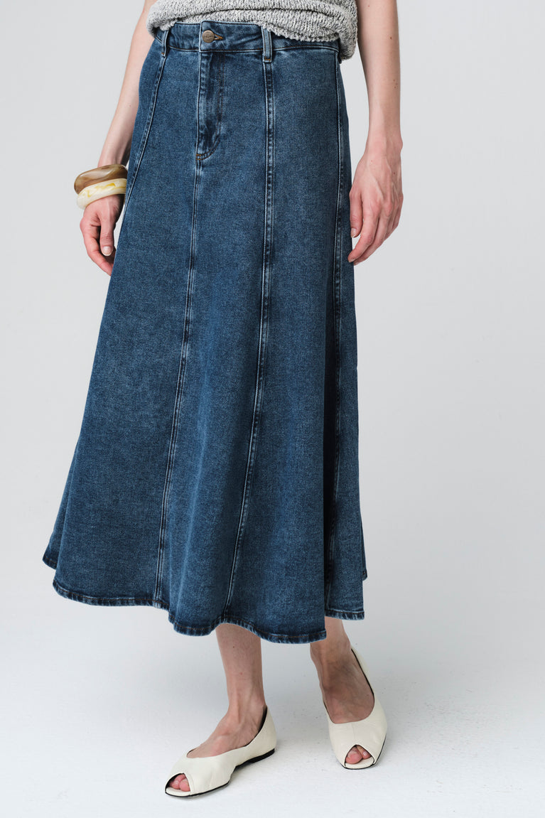 Nevada patched denim skirt | Summer Blue