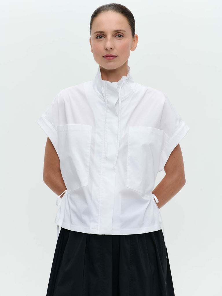 Paola polplin jacket blouse | White