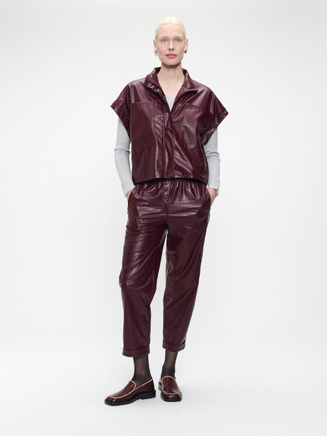 Paola eco leather blouse | Bordo