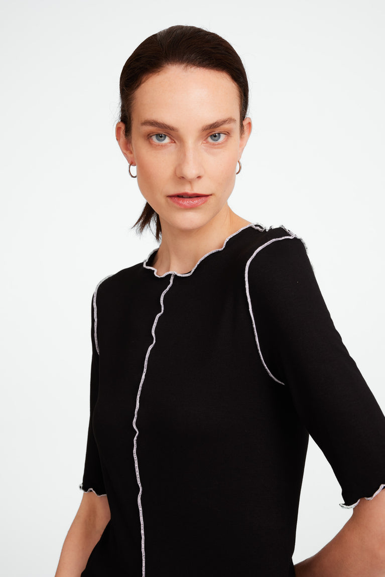 Jordan strech viscose top | Black White