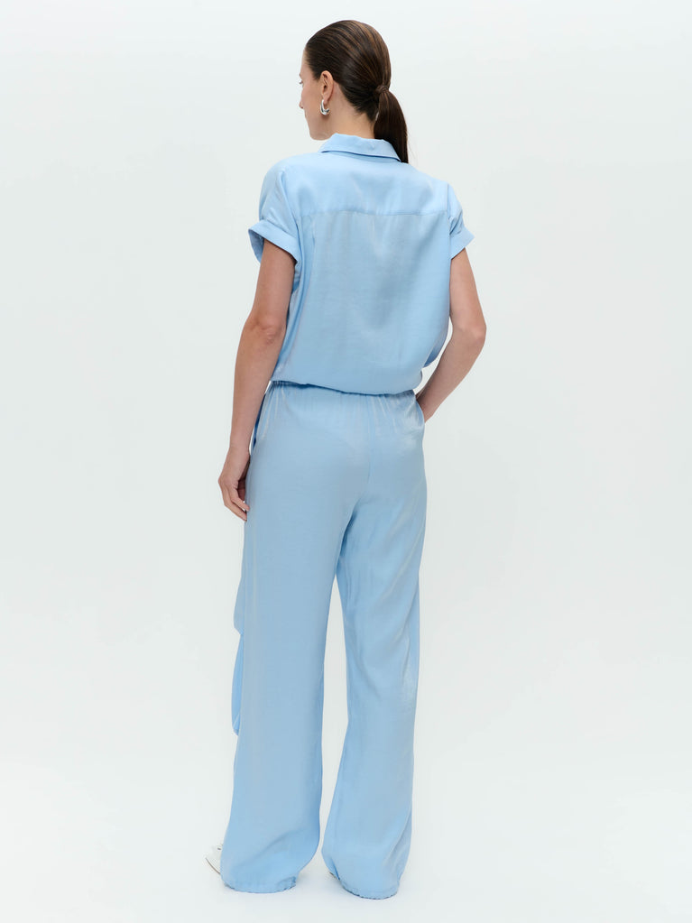 Renate shiny viscose blouse | Light Blue