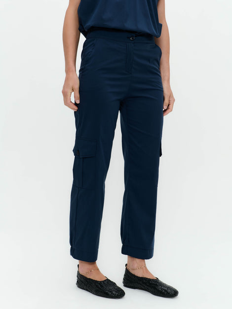 Sesamo poplin pants | Blue denim