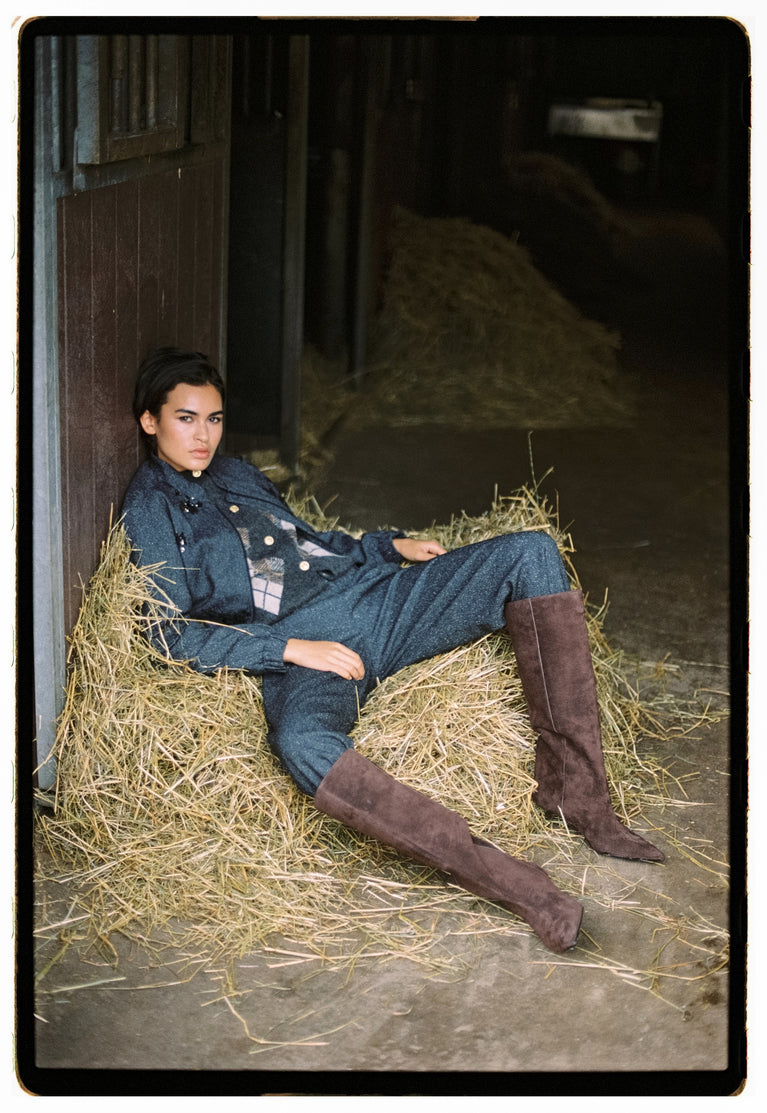 Urbino viscose blend pants | Black Melange