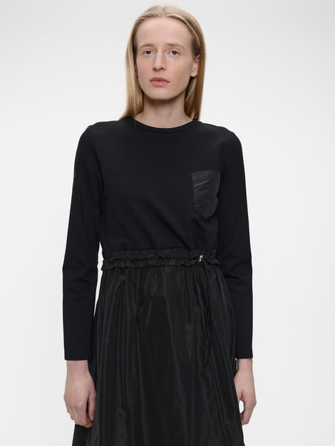 Ester mix cotton taffeta dress | Black