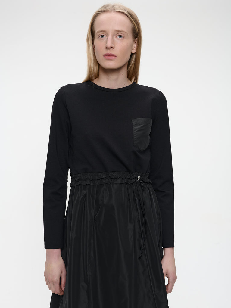 Ester mix cotton taffeta dress | Black
