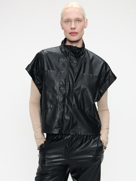 Paola eco leather blouse | Black