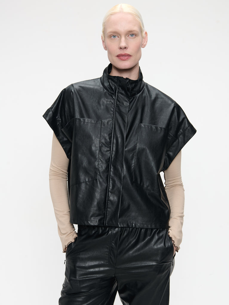 Paola eco leather blouse | Black