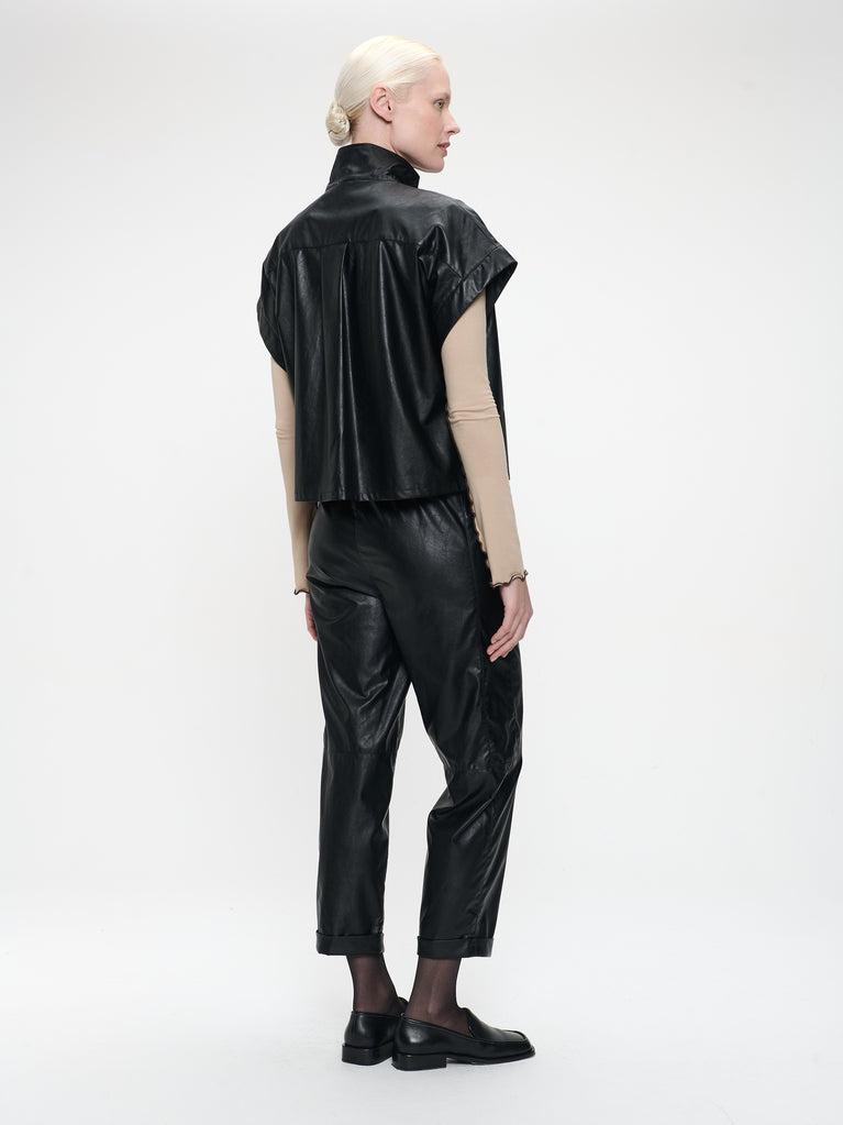 Paola eco leather blouse | Black