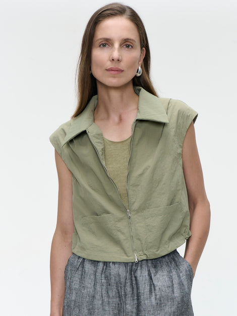 Emiko taffeta jacket | light Army
