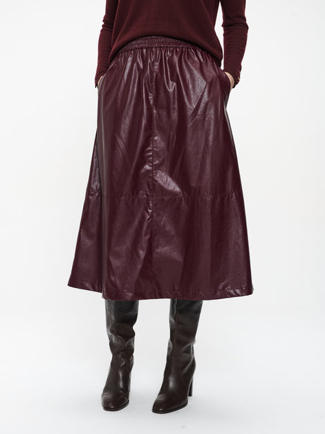 Nitty eco leather skirt | Bordo