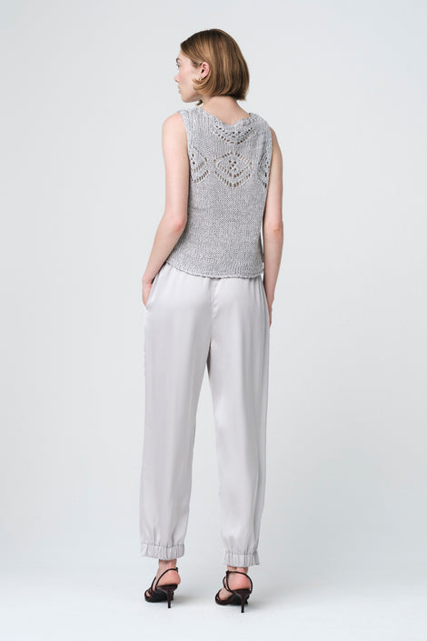 Sequined hole top 25052 | Light Grey