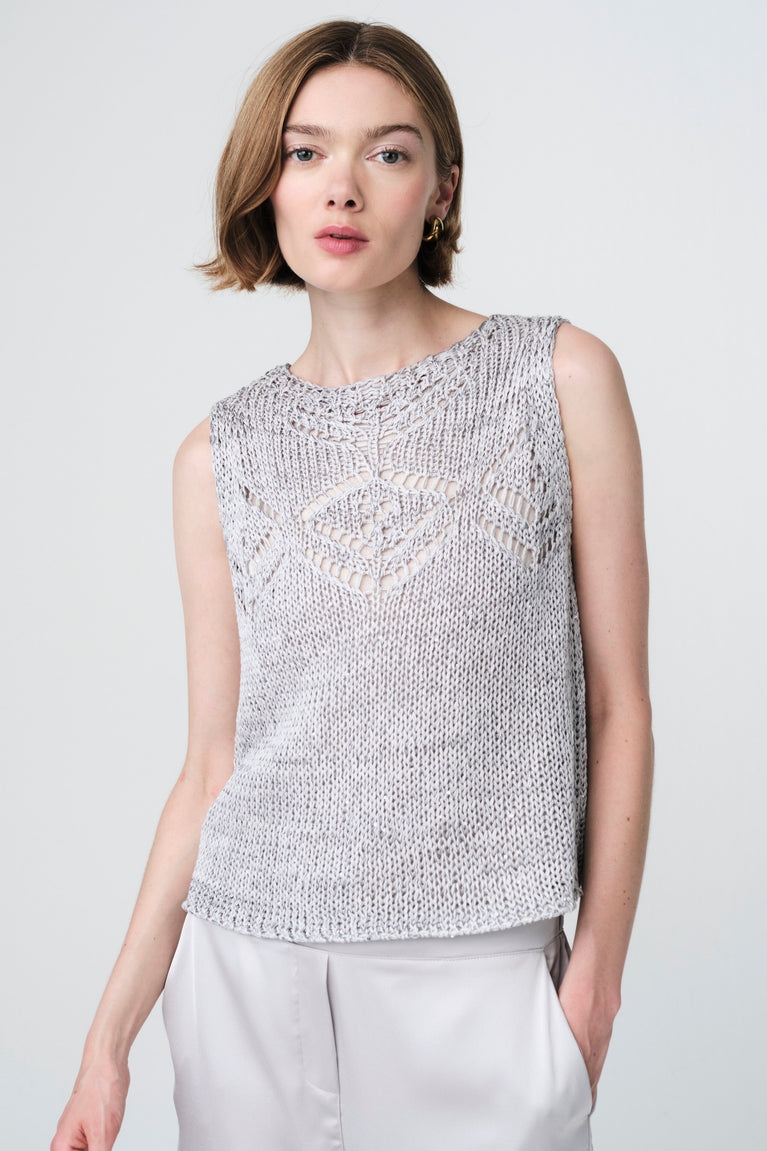 Sequined hole top 25052 | Light Grey