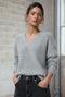 V-neck melange pullover 26553 | Grey