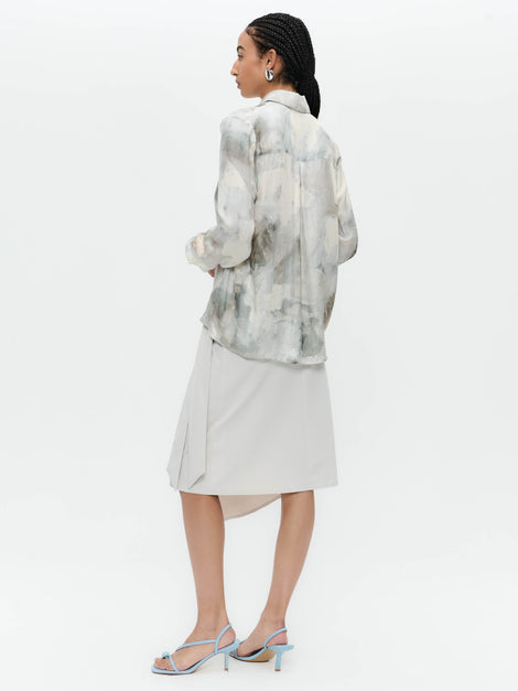 SisiN printed silk viscose blouse | Grey