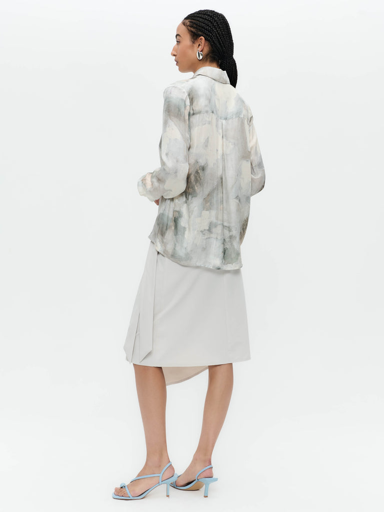SisiN printed silk viscose blouse | Grey