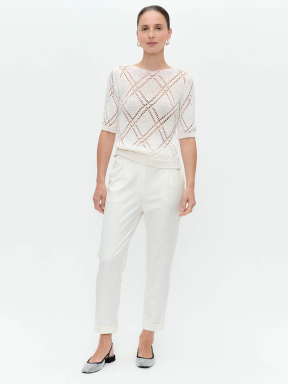 Openwork top with sequins 9040 | Off White