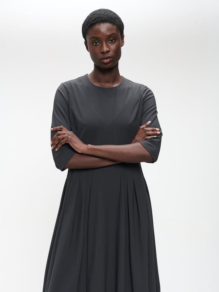 Heide tech jersay dress LS | Grey