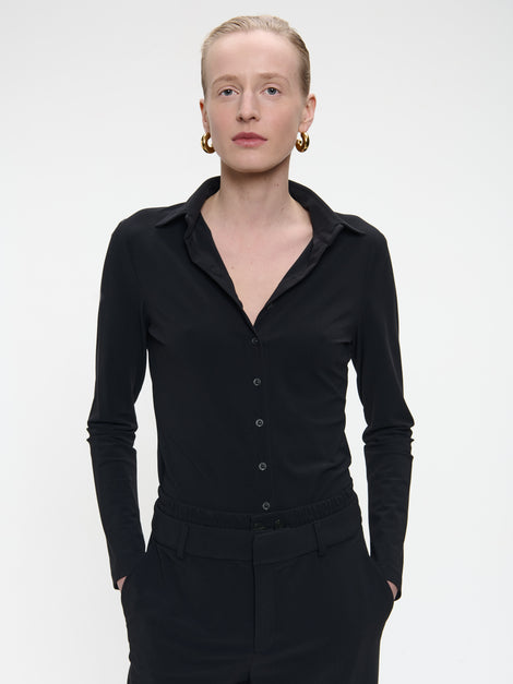 Kikkie blouse brush tech jersey | Black
