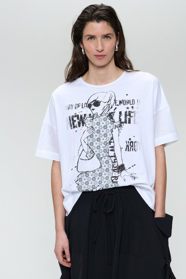 T-shirt oversize print mix cotton T-shirt oversize print mix cotton | White