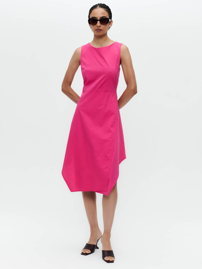 Cotton dress T549 | Fuxia