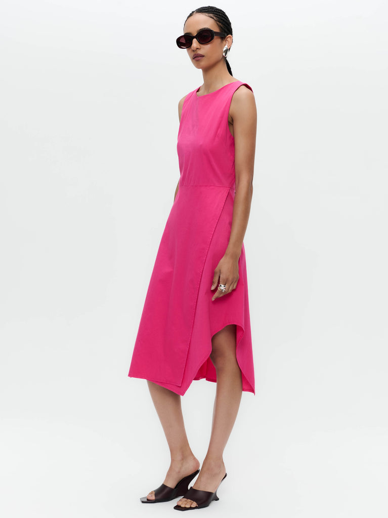 Cotton dress T549 | Fuxia