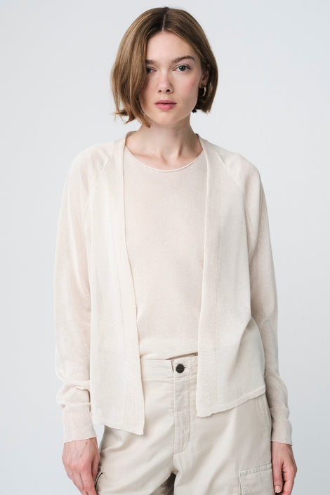Fine Viscose Cardigan 26023 | Ecru