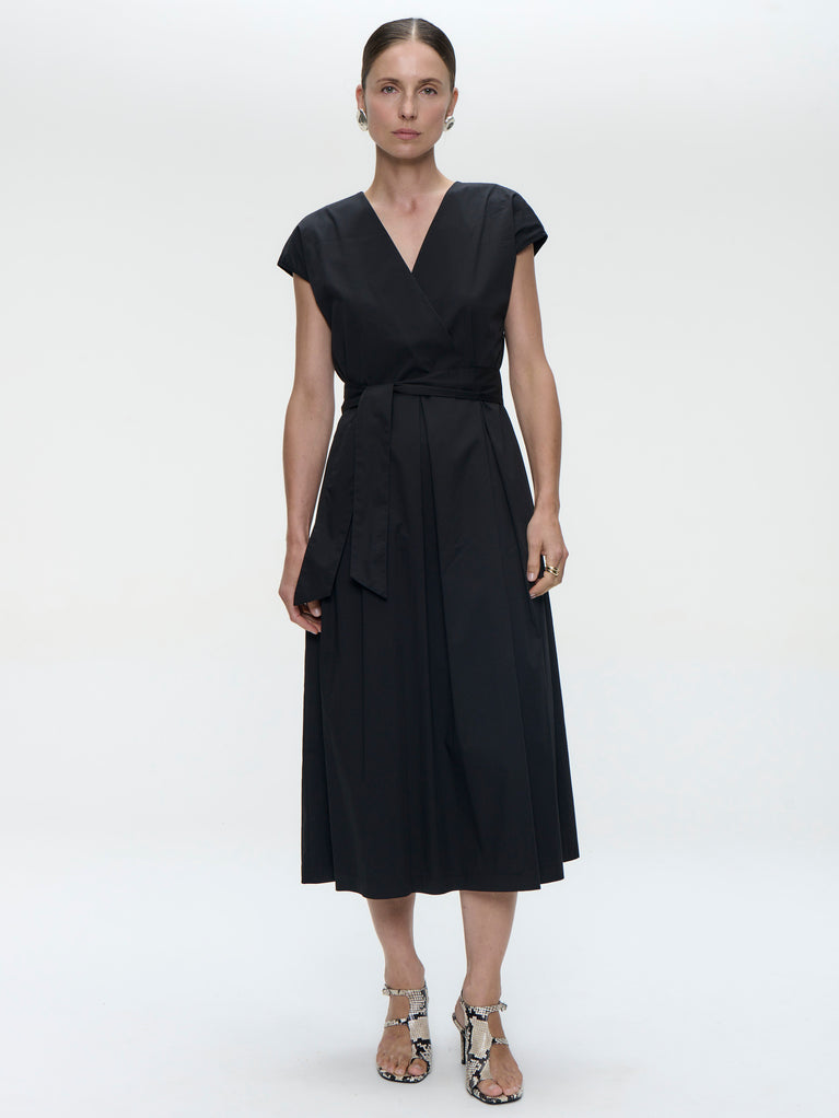 Poplin long dress 2945 | Black