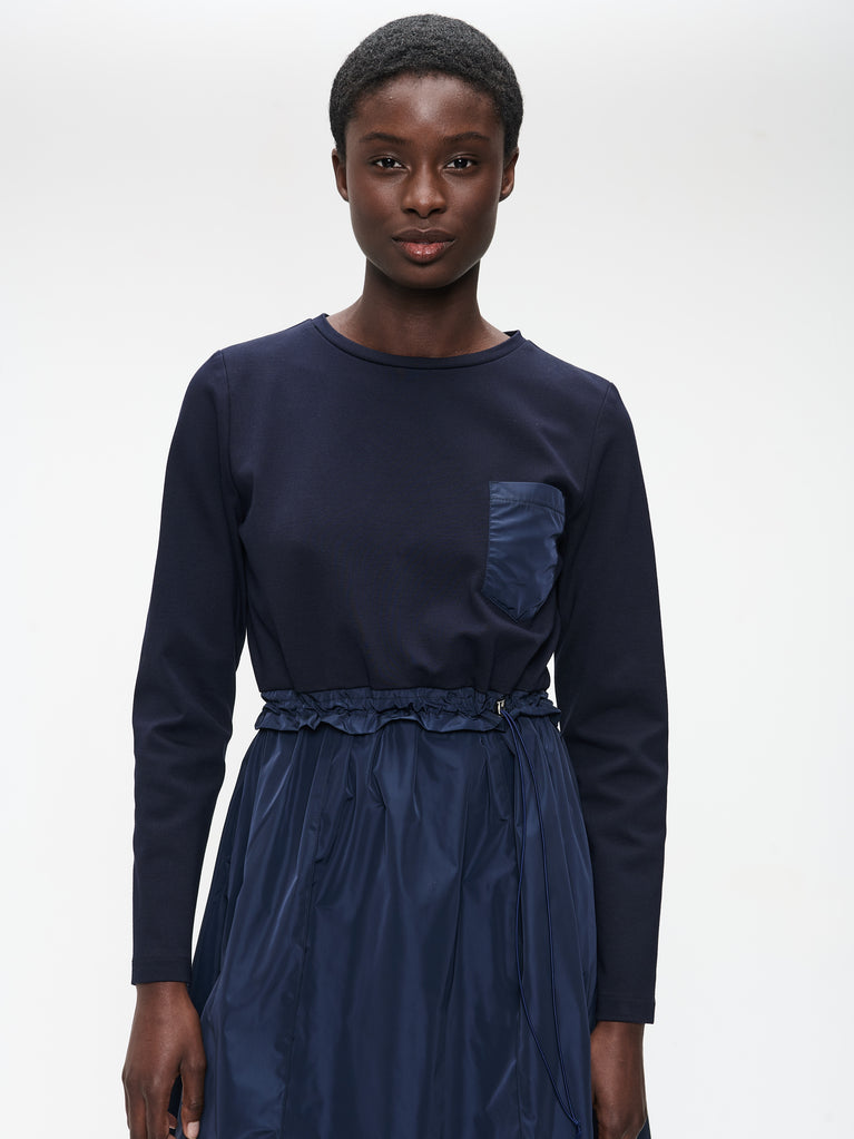 Ester mix cotton taffeta dress | Blue