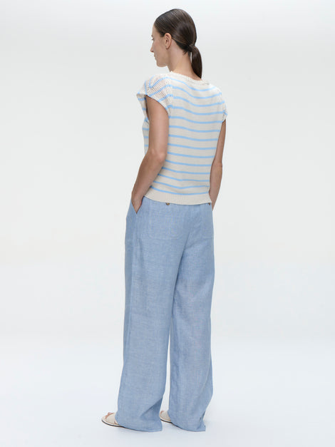 Top E26029 | Ecru Blue