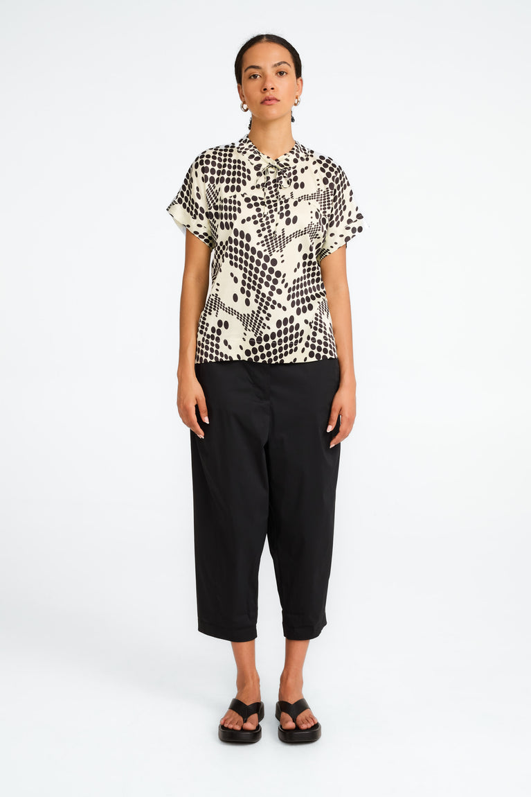 Lucca printed strech viscose top | White