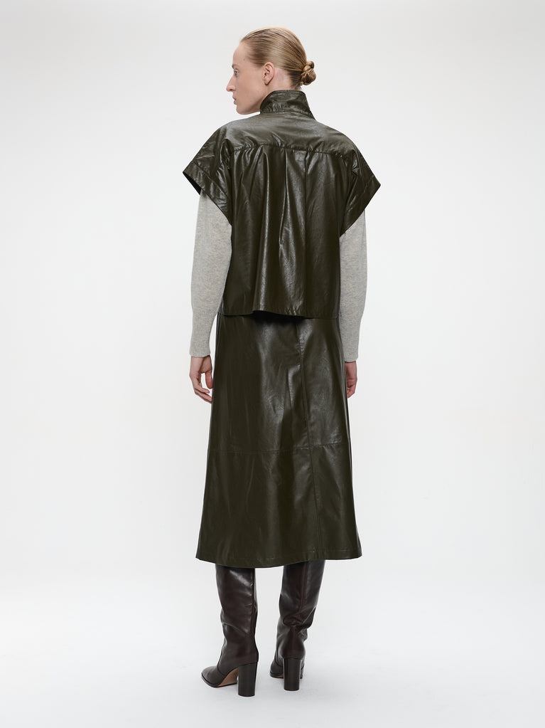 Paola eco leather blouse | Army