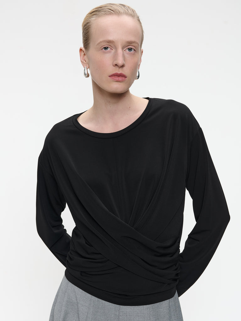 Loren top cross drape | Black