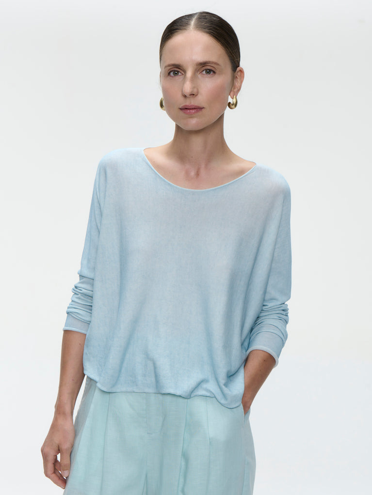 Pullover cotton dyed 3404 | Pastel Blue