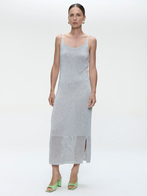 Knit Viscose lurex Dress E23107R | Silver