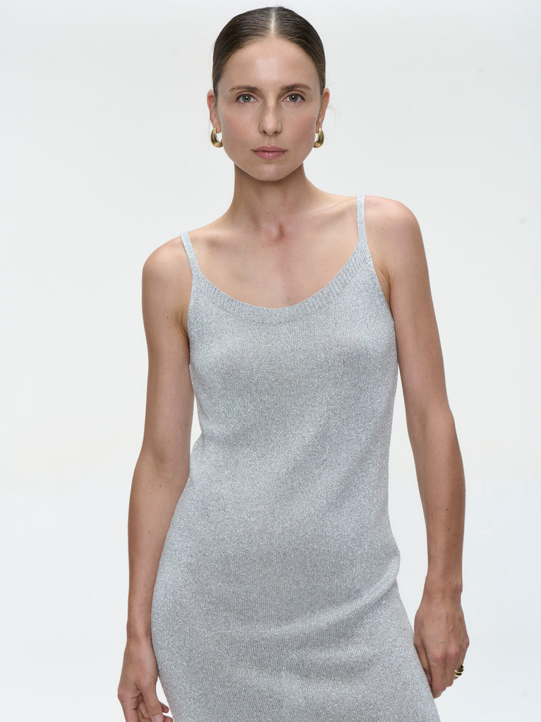 Knit Viscose lurex Dress E23107R | Silver