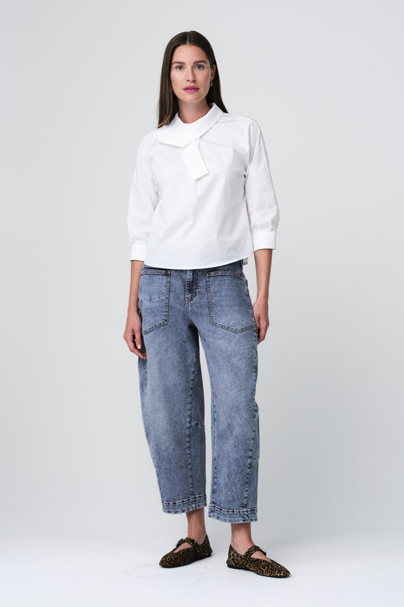 Fiorella cotton mix blouse | Off White