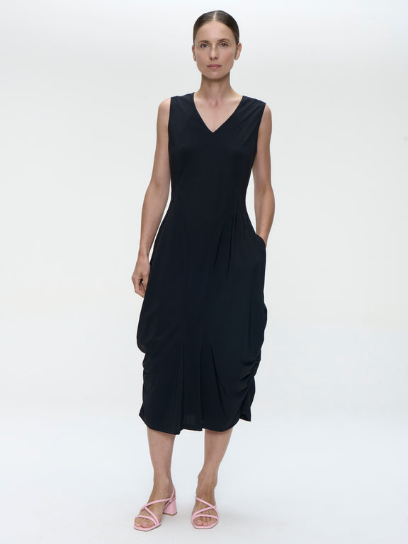 Ria WS strech technical jersey dress | Black