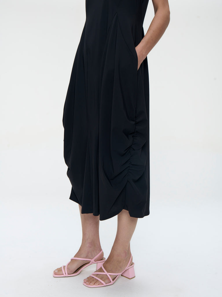 Ria WS strech technical jersey dress | Black
