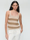 Lurex shiny line top 25053 | Beige Gold