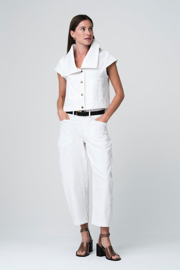 Martinez jeans white vest | Shiny White