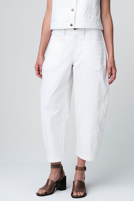 Martinez white barel jeans | Shiny White