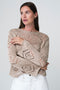 Sequined hole pullover E25053 | Beige