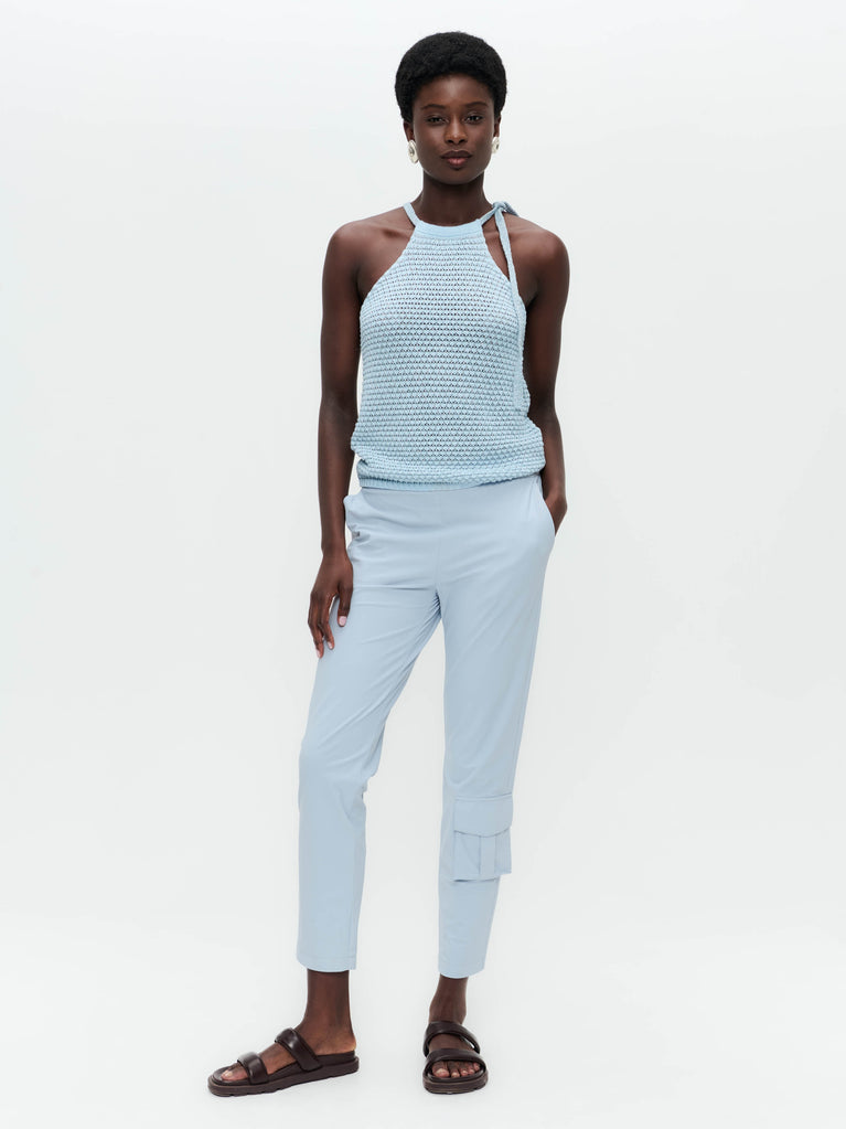 Open shoulders cotton viscose top 9042 | Light Blue