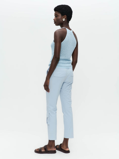 Open shoulders cotton viscose top 9042 | Light Blue